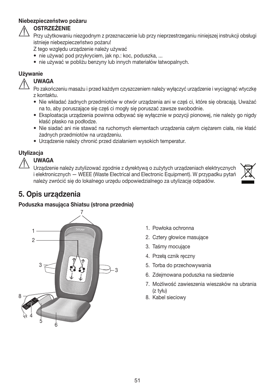 Opis urządzenia | Beurer MG 200 User Manual | Page 51 / 56