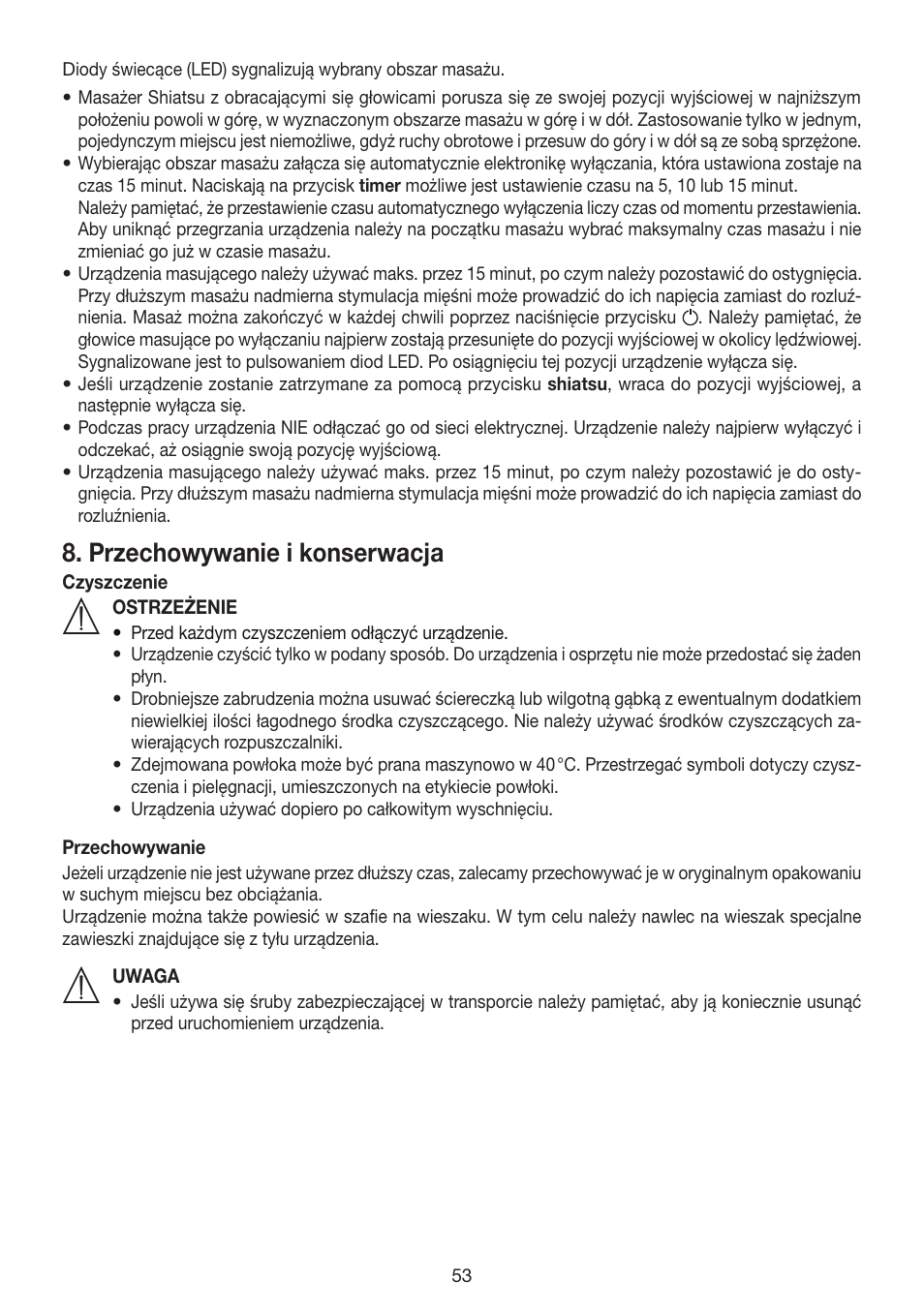 Przechowywanie i konserwacja | Beurer MG 200 User Manual | Page 53 / 56