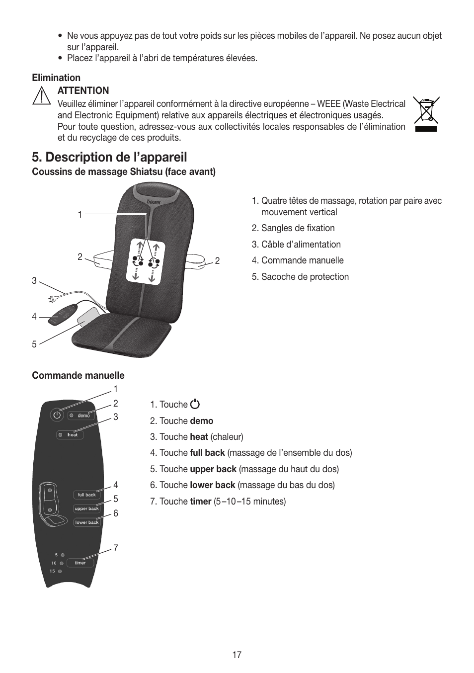 Description de l’appareil | Beurer MG 204 User Manual | Page 17 / 52