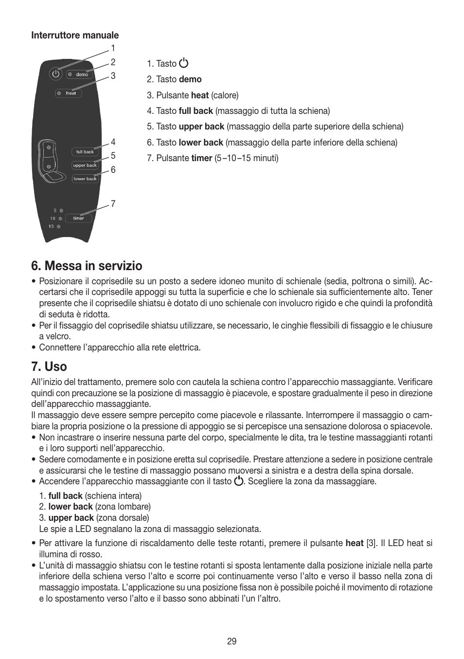 Messa in servizio | Beurer MG 204 User Manual | Page 29 / 52