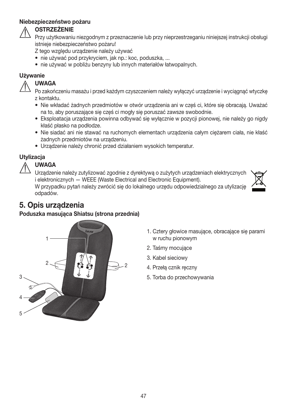 Opis urządzenia | Beurer MG 204 User Manual | Page 47 / 52