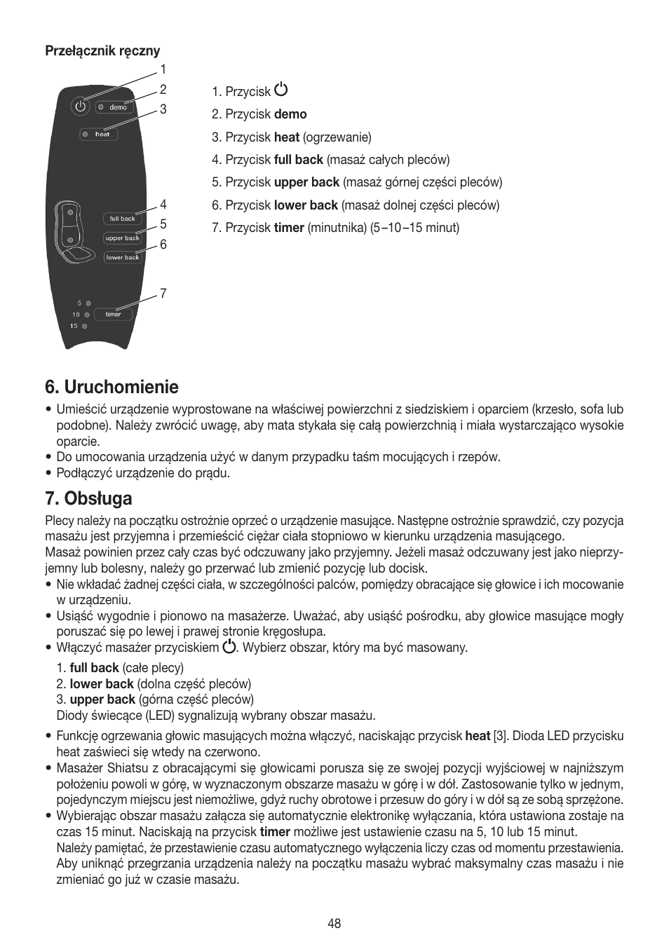 Uruchomienie, Obsługa | Beurer MG 204 User Manual | Page 48 / 52
