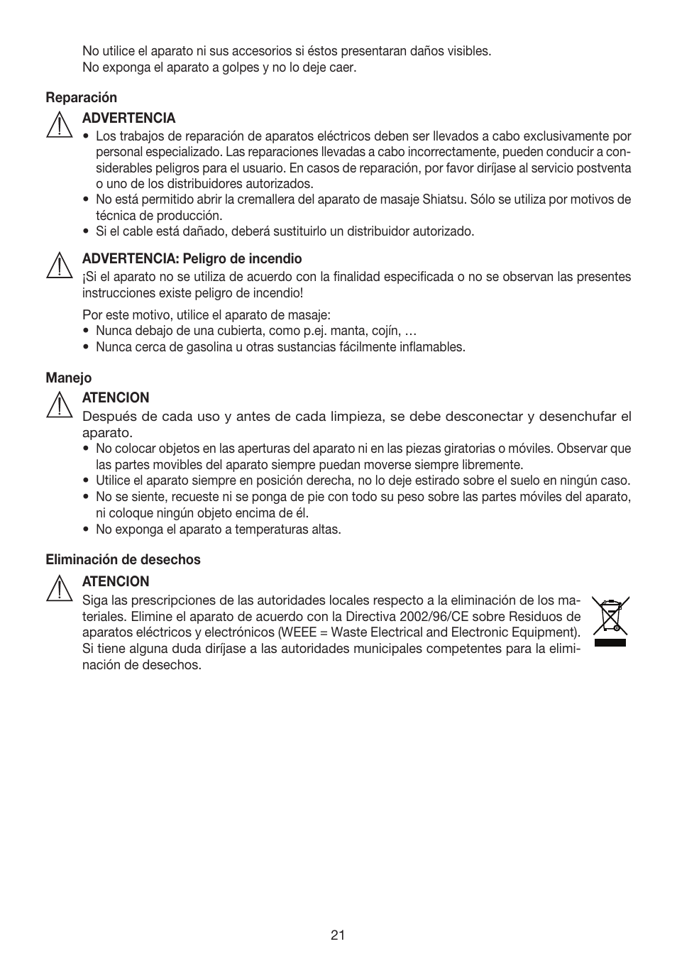 Beurer MG 215 User Manual | Page 21 / 48