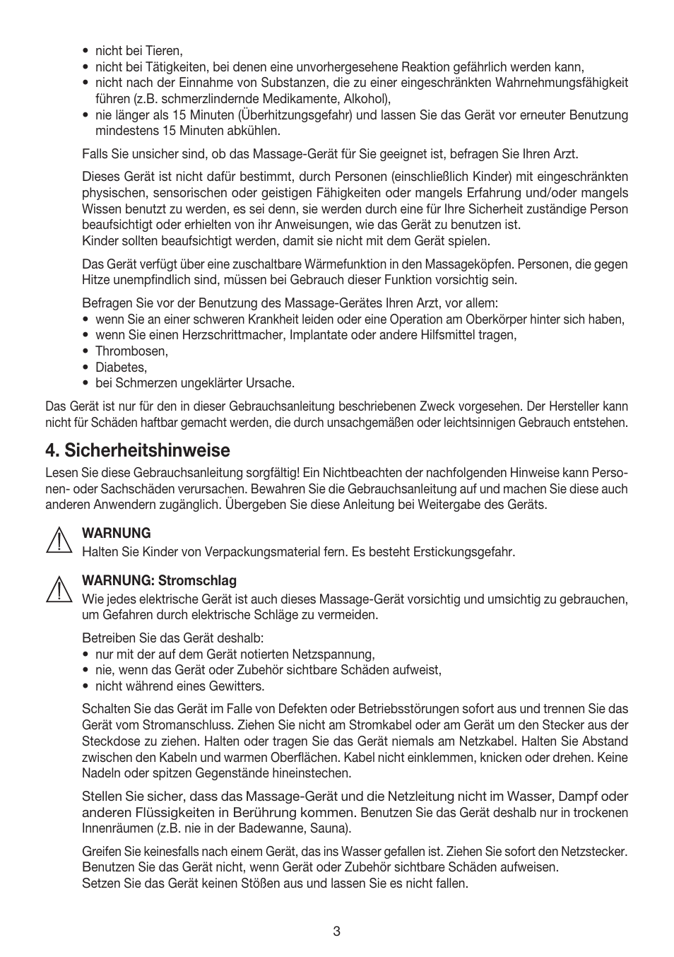 Sicherheitshinweise | Beurer MG 215 User Manual | Page 3 / 48