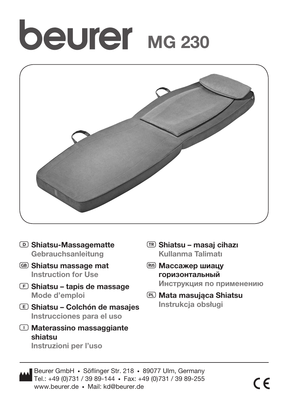 Beurer MG 230 User Manual | 52 pages