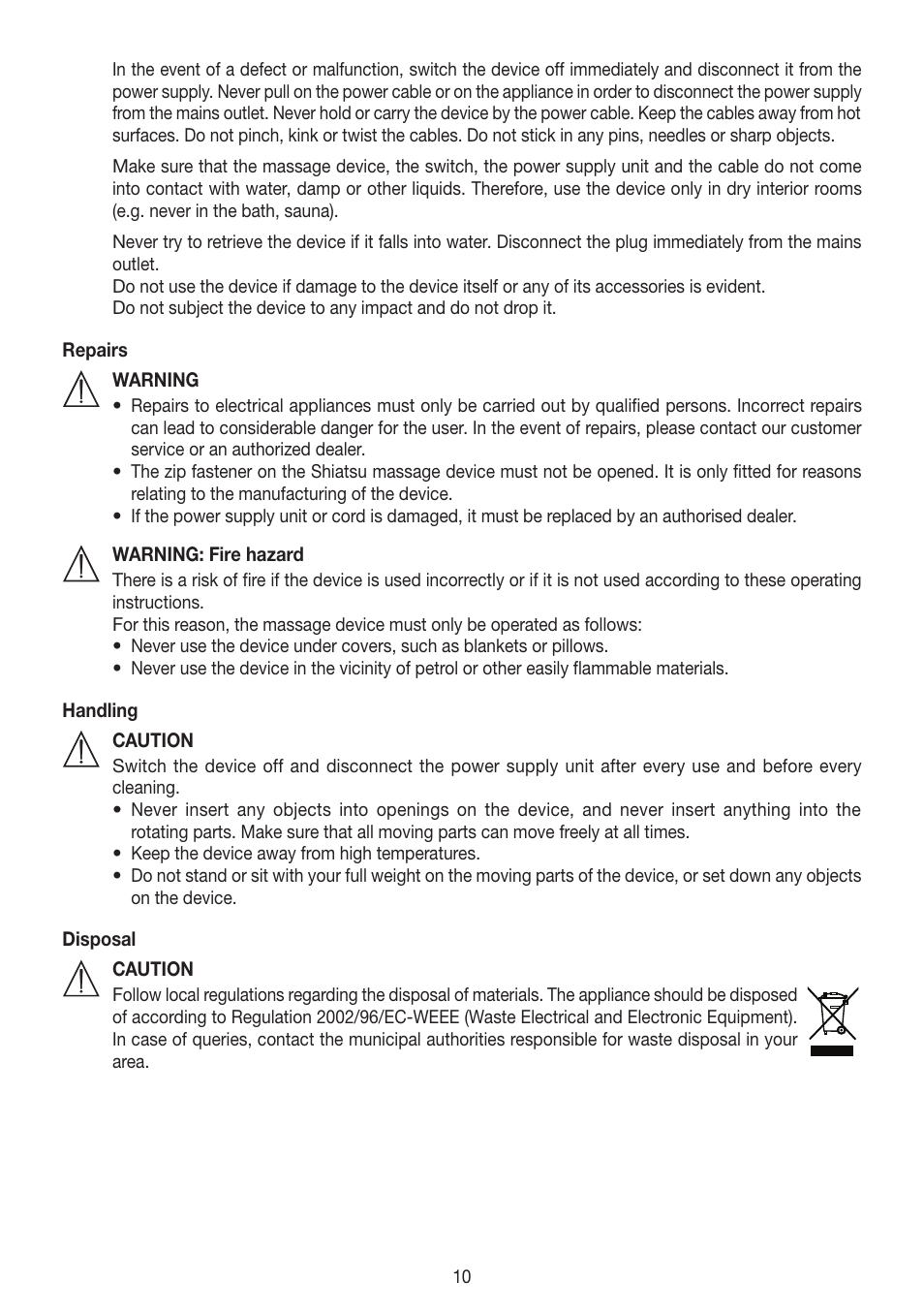 Beurer MG 230 User Manual | Page 10 / 52