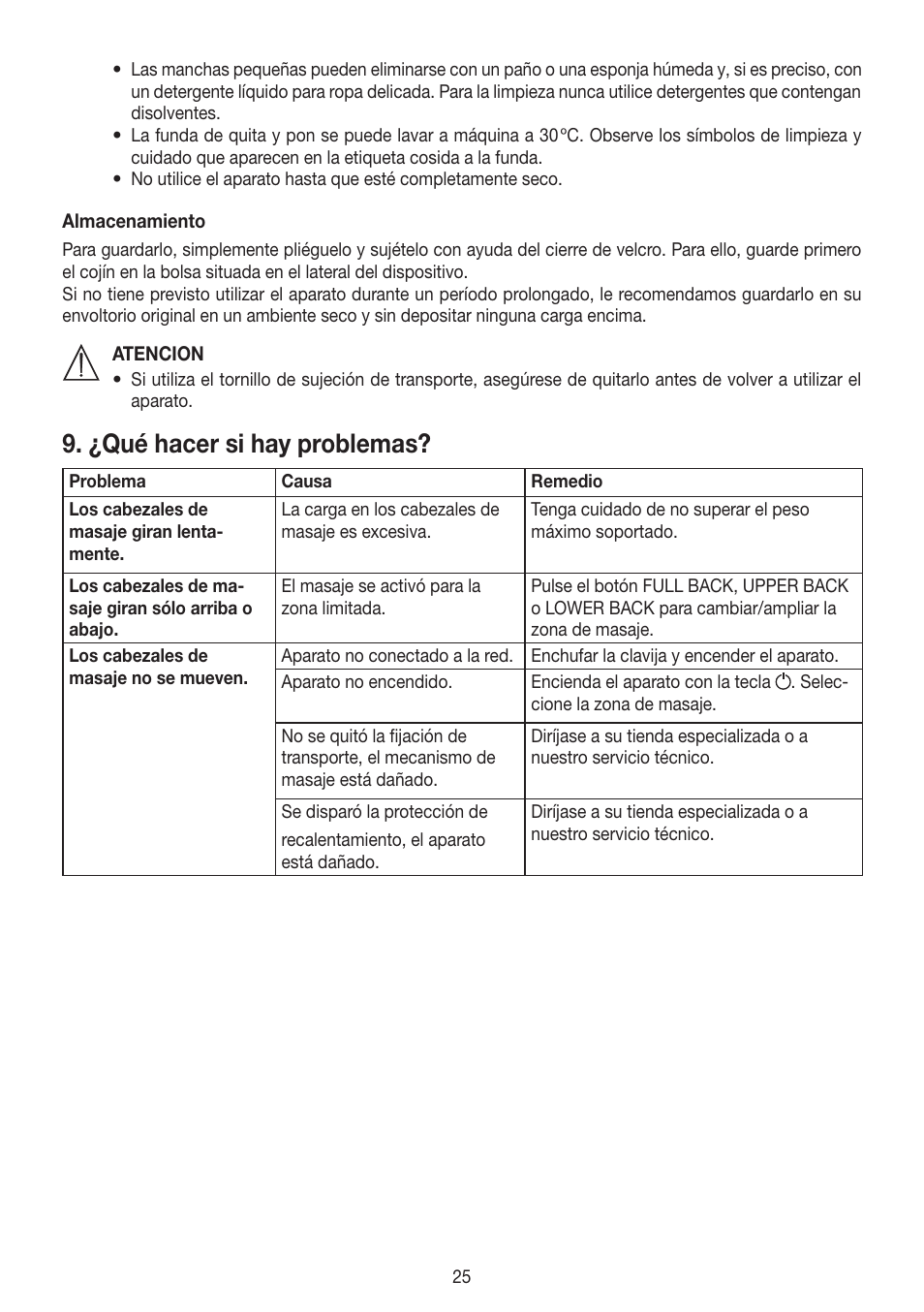 ¿qué hacer si hay problemas | Beurer MG 230 User Manual | Page 25 / 52