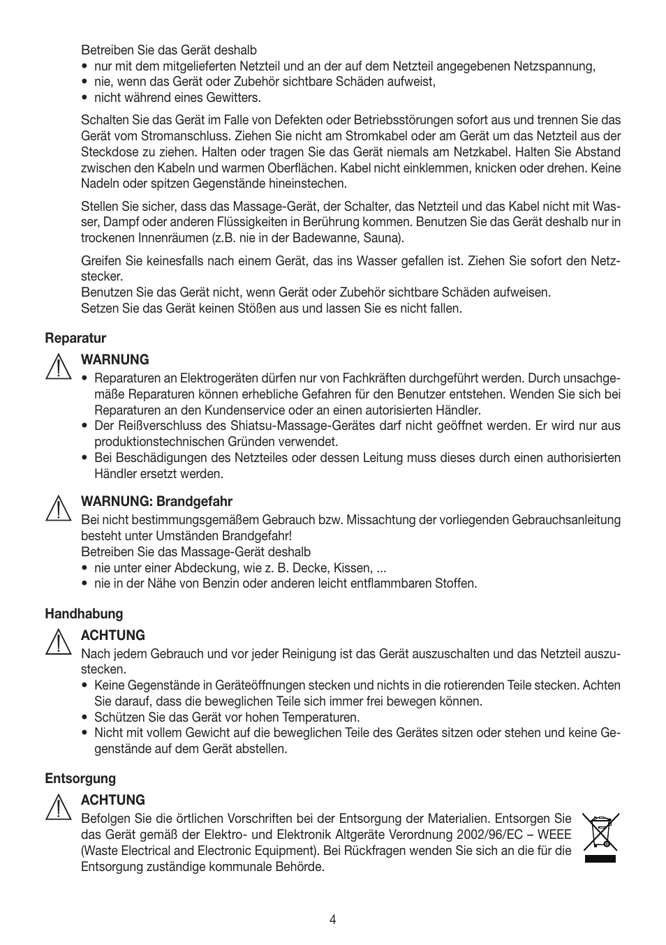Beurer MG 230 User Manual | Page 4 / 52