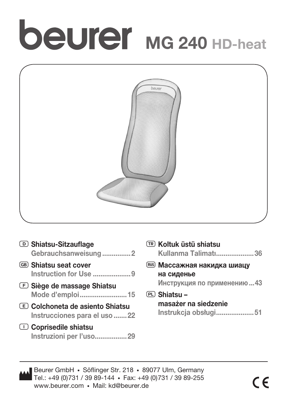 Beurer MG 240 User Manual | 60 pages