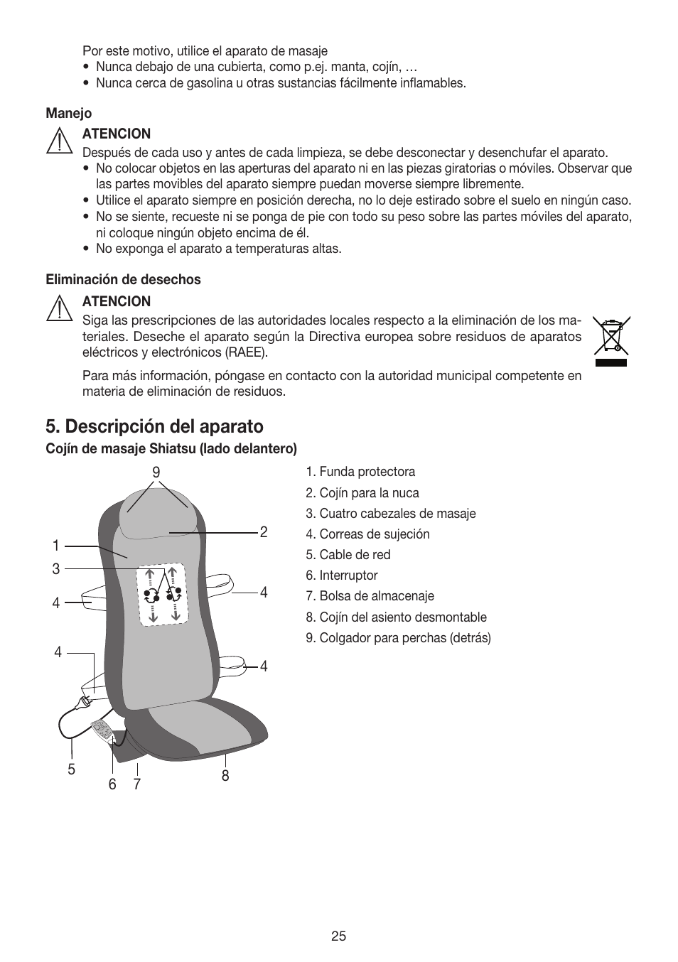 Descripción del aparato | Beurer MG 240 User Manual | Page 25 / 60