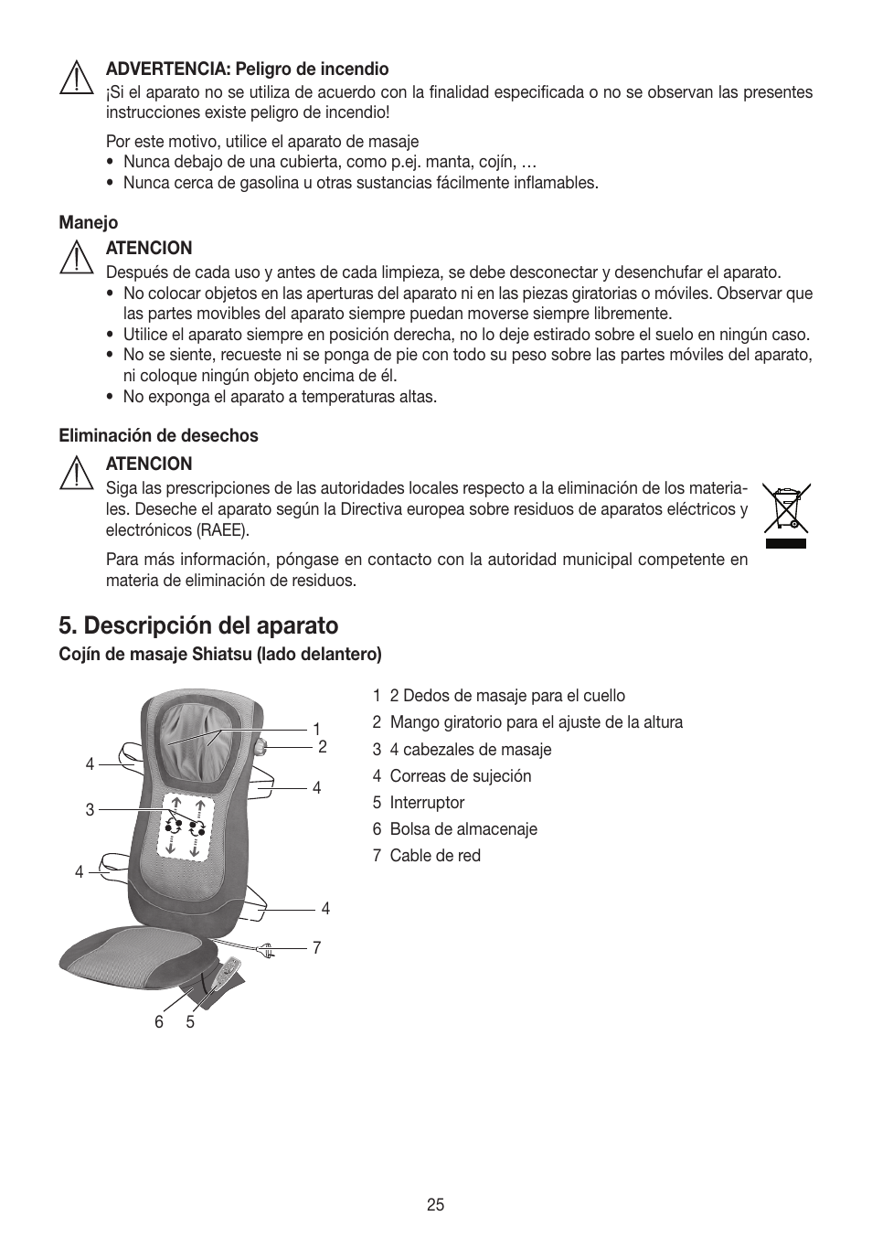 Descripción del aparato | Beurer MG 250 User Manual | Page 25 / 60