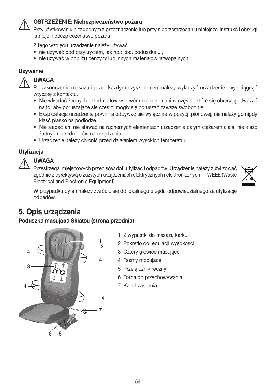 Opis urządzenia | Beurer MG 250 User Manual | Page 54 / 60