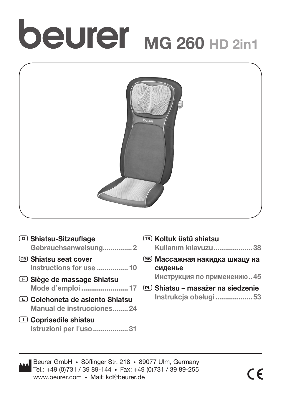 Beurer MG 260 User Manual | 60 pages