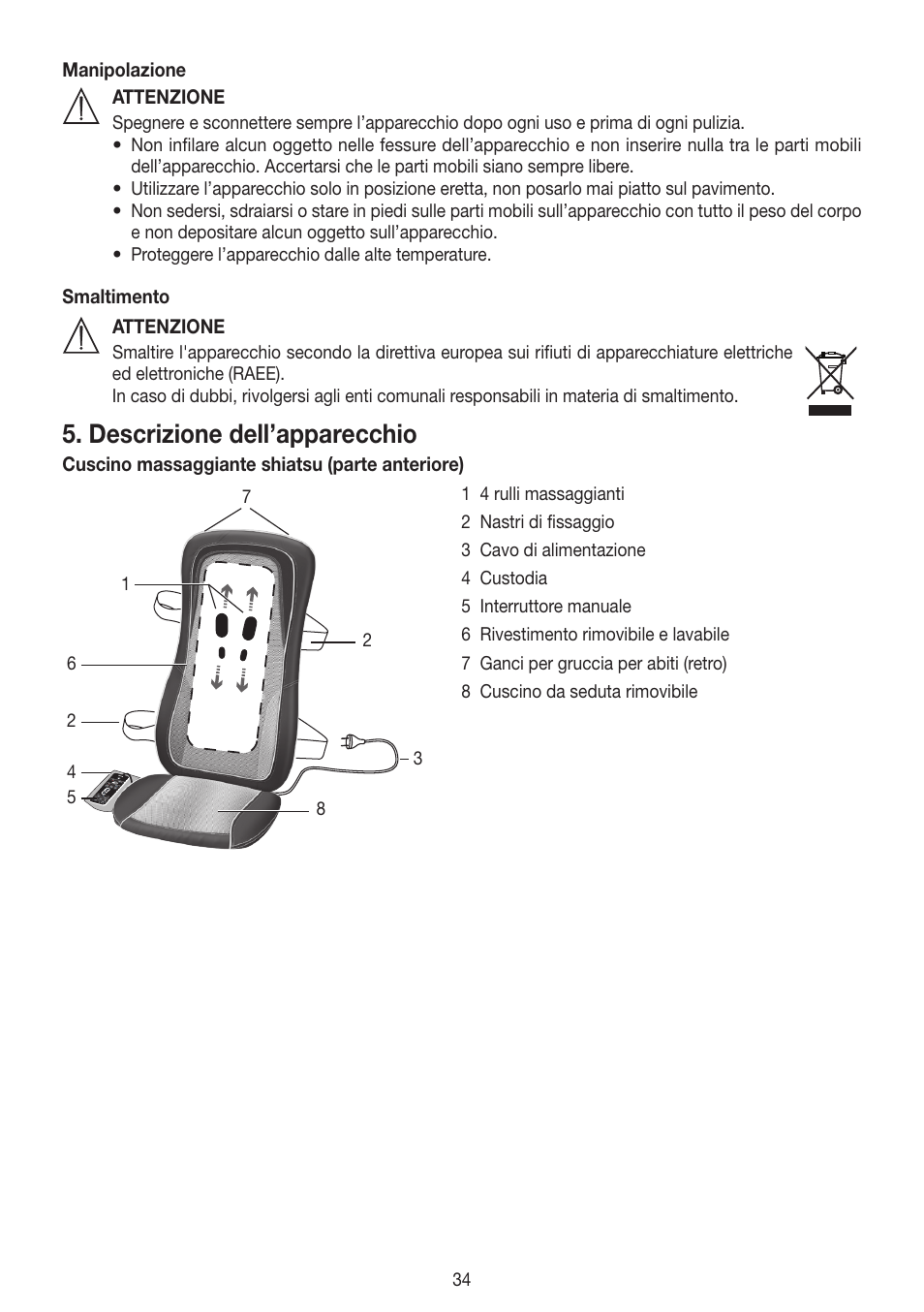 Descrizione dell’apparecchio | Beurer MG 300 User Manual | Page 34 / 60