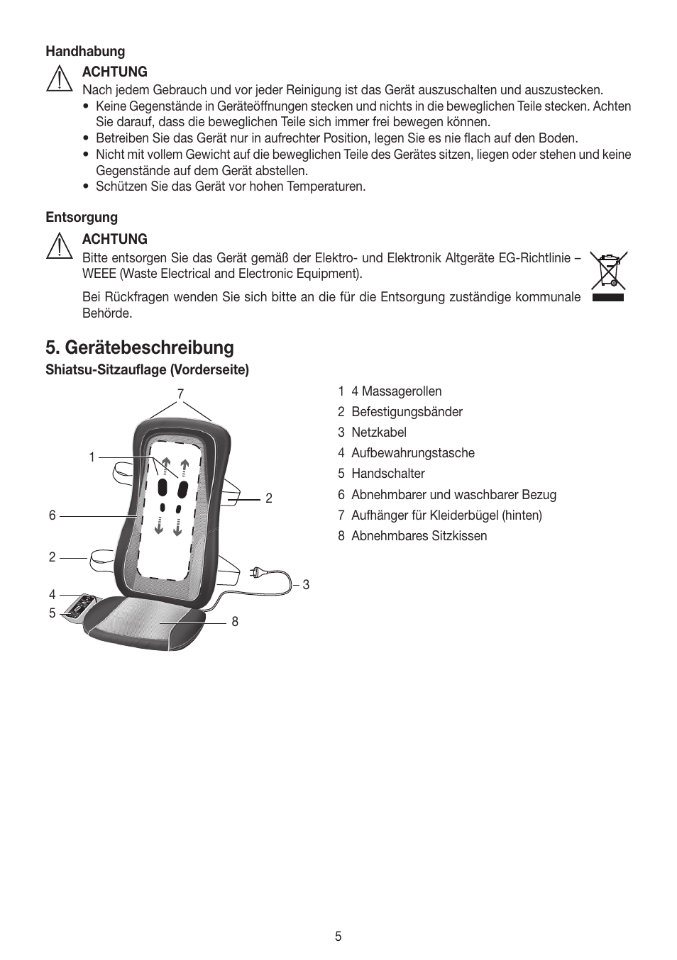 Gerätebeschreibung | Beurer MG 300 User Manual | Page 5 / 60