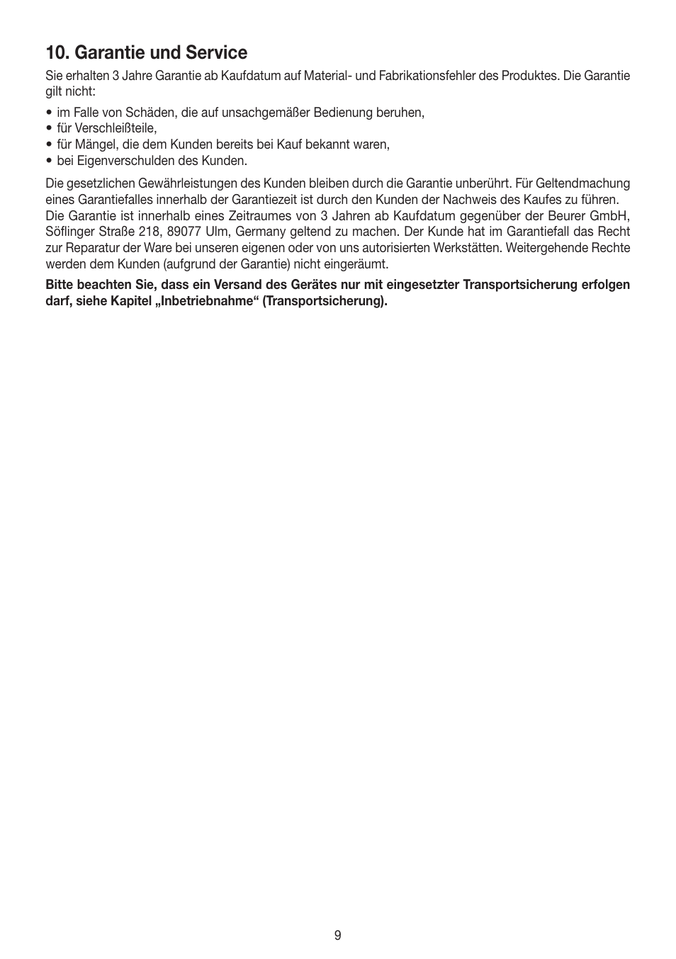 Garantie und service | Beurer MG 300 User Manual | Page 9 / 60