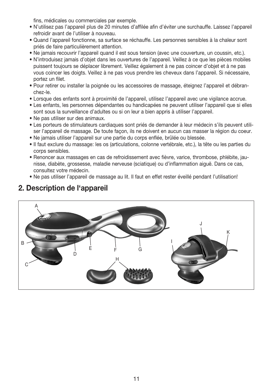 Description de l‘appareil | Beurer MG 70 User Manual | Page 11 / 44