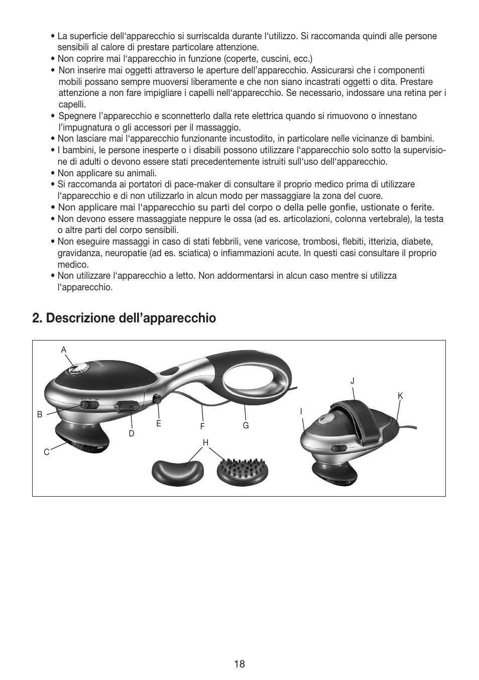Descrizione dell’apparecchio | Beurer MG 70 User Manual | Page 18 / 44