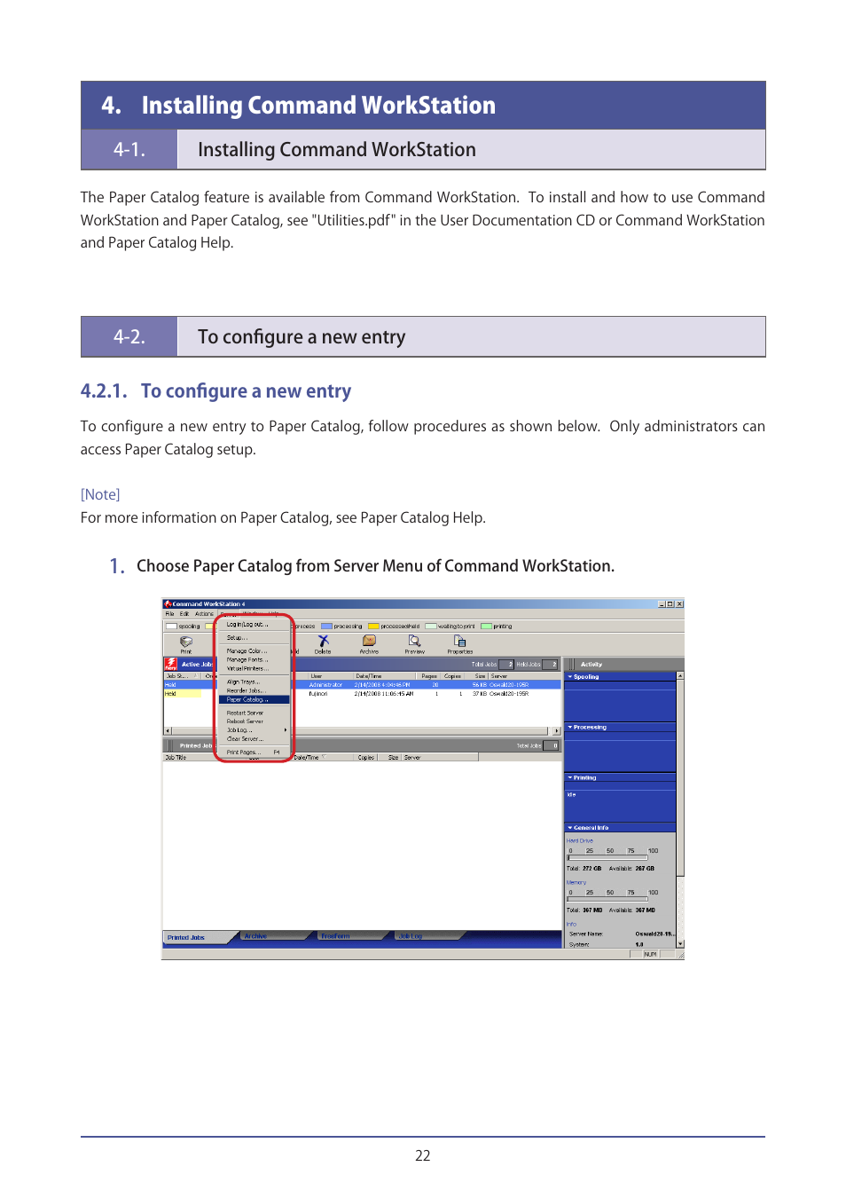 Installing command workstation, 1.installing command workstation, 2.to configure a new entry | To configure a new entry, Installing.command.workstation, 1. installing command workstation, 2. to configure a new entry | Canon IMAGEPRESS C7000VP User Manual | Page 22 / 38