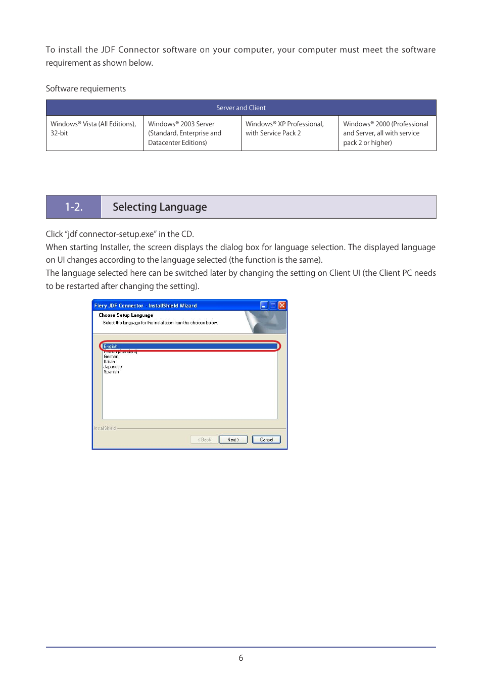 2.selecting language, 2. selecting language, 2. selecting.language | Canon IMAGEPRESS C7000VP User Manual | Page 6 / 38