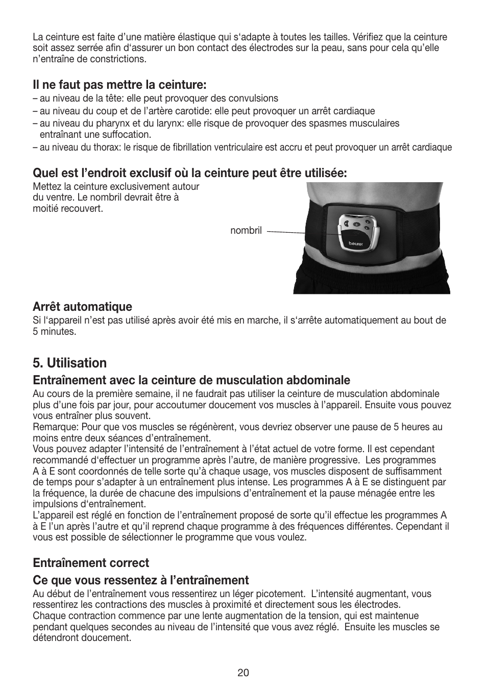 Utilisation | Beurer EM 30 User Manual | Page 20 / 60