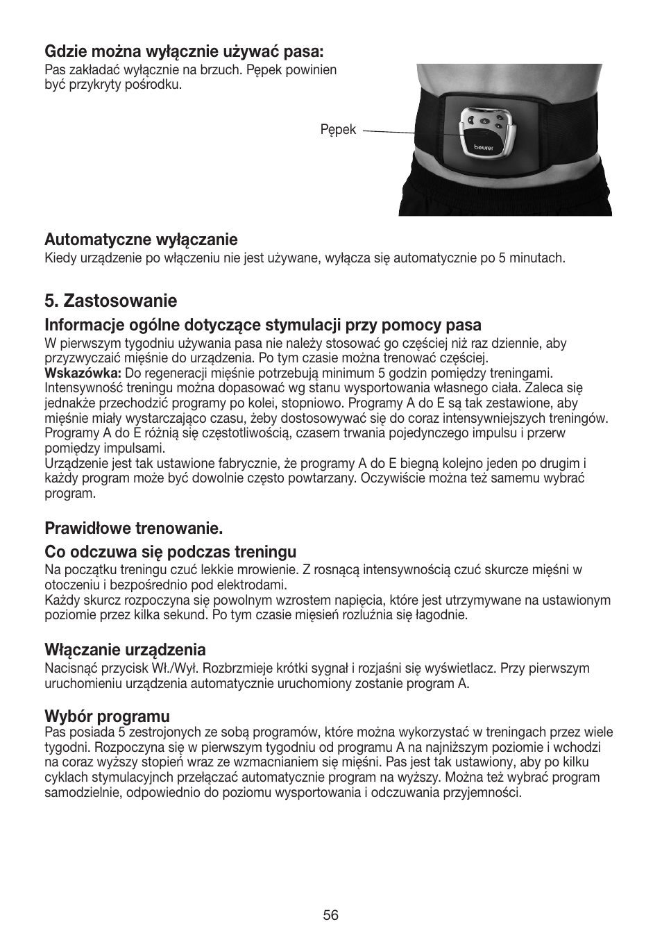 Zastosowanie | Beurer EM 30 User Manual | Page 56 / 60