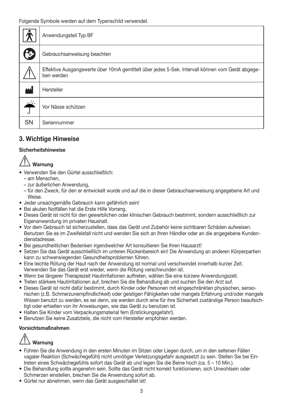 Wichtige hinweise | Beurer EM 38 User Manual | Page 3 / 74