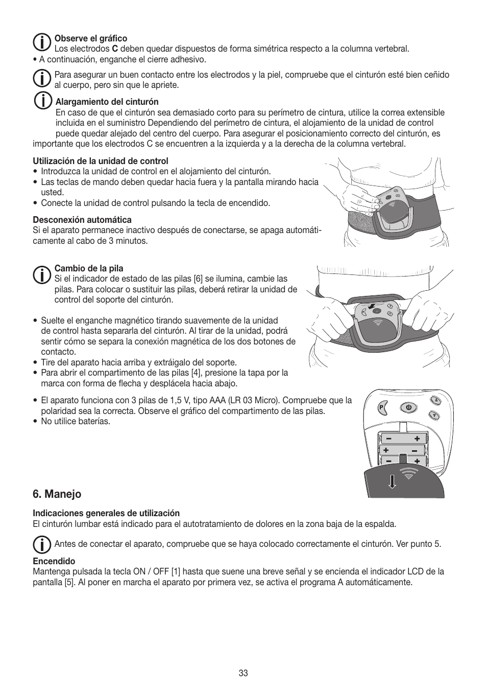 Manejo | Beurer EM 38 User Manual | Page 33 / 74