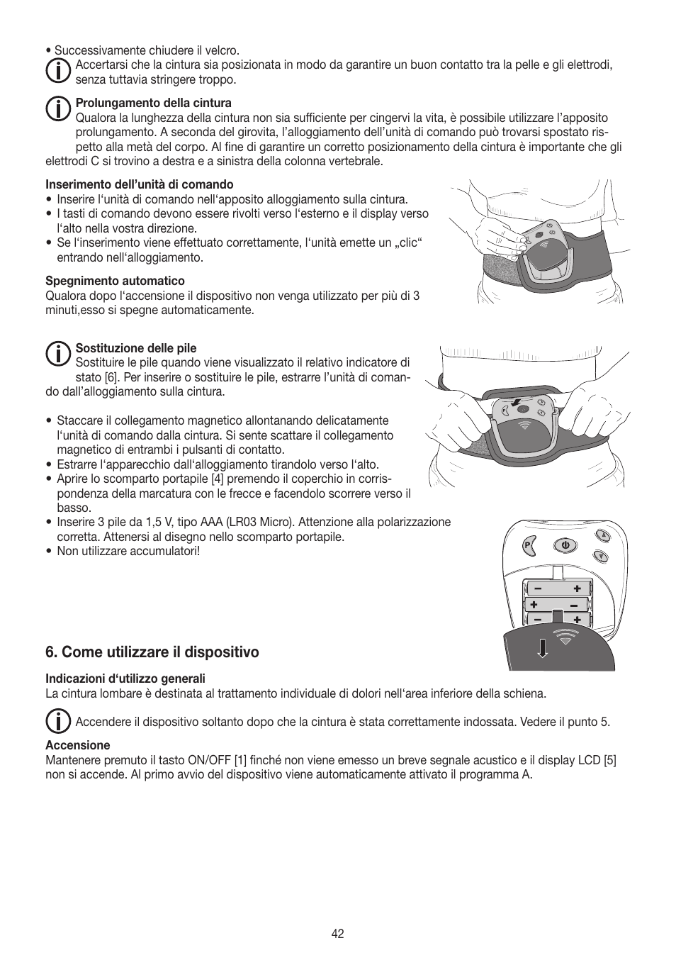 Come utilizzare il dispositivo | Beurer EM 38 User Manual | Page 42 / 74