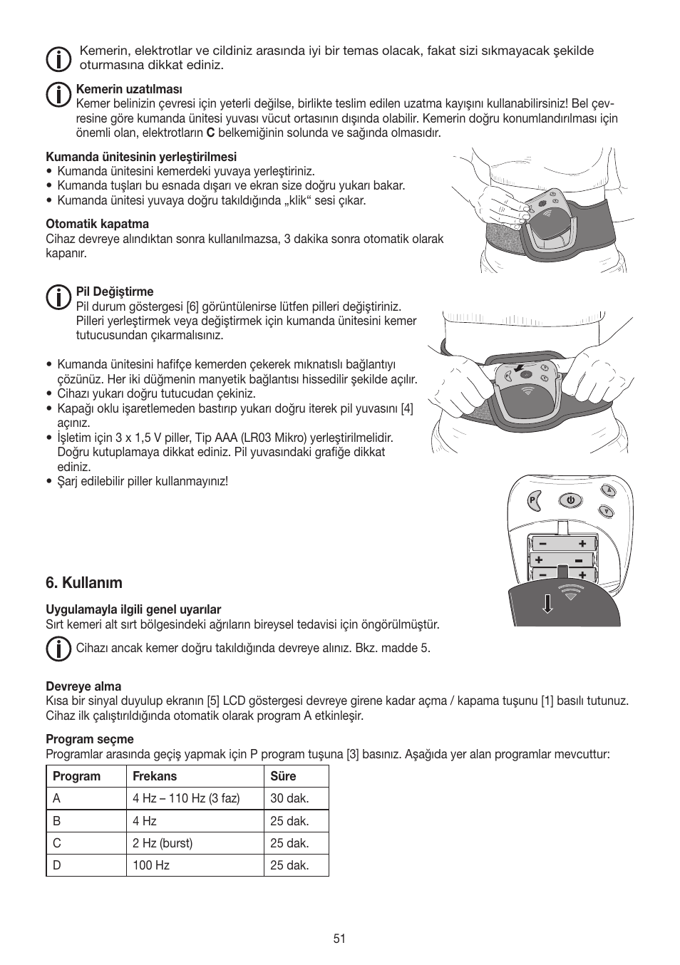 Kullanım | Beurer EM 38 User Manual | Page 51 / 74