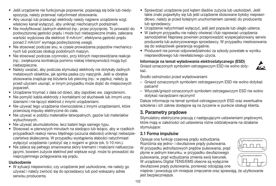 Parametry prądowe | Beurer EM 41 User Manual | Page 102 / 112