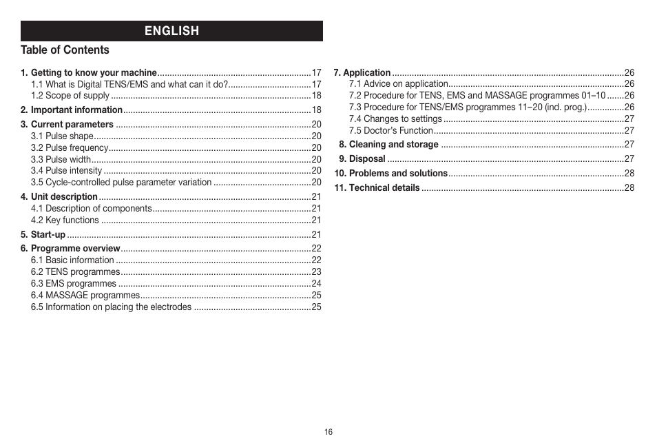 English | Beurer EM 41 User Manual | Page 16 / 112