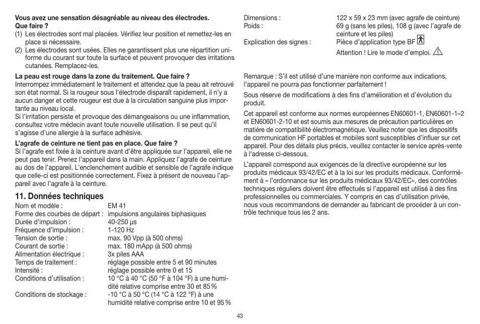 Beurer EM 41 User Manual | Page 43 / 112