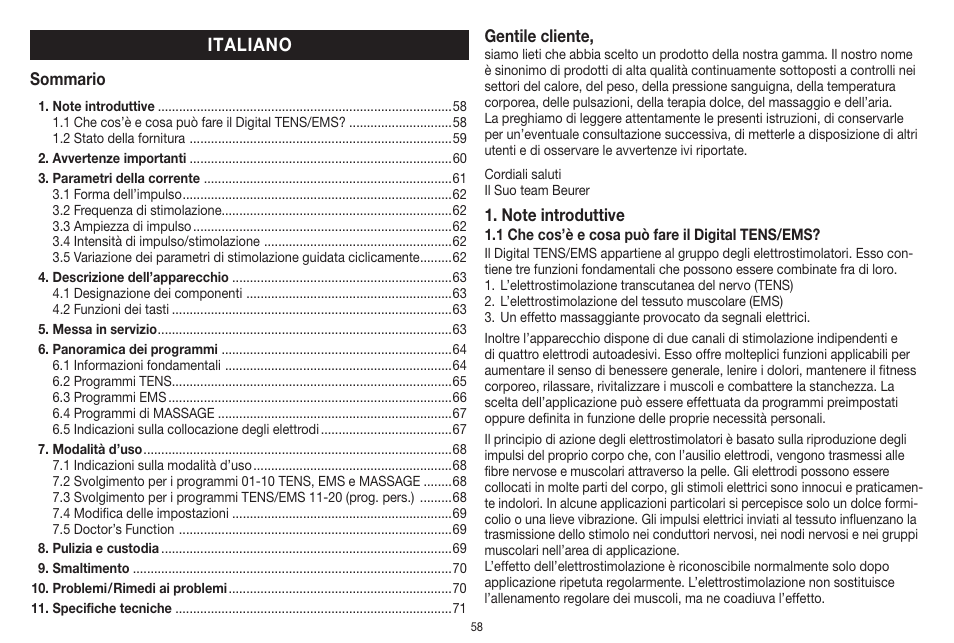Italiano | Beurer EM 41 User Manual | Page 58 / 112