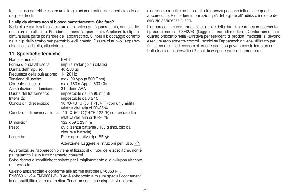 Beurer EM 41 User Manual | Page 71 / 112