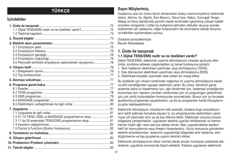 Türkçe | Beurer EM 41 User Manual | Page 72 / 112