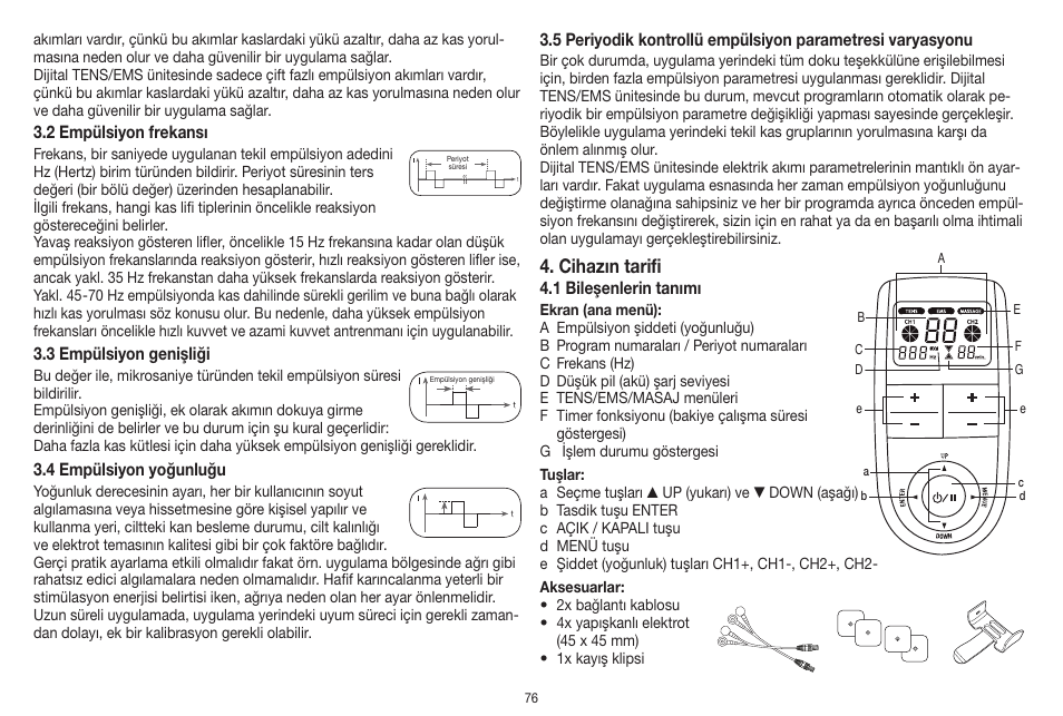 Cihazın tarifi | Beurer EM 41 User Manual | Page 76 / 112