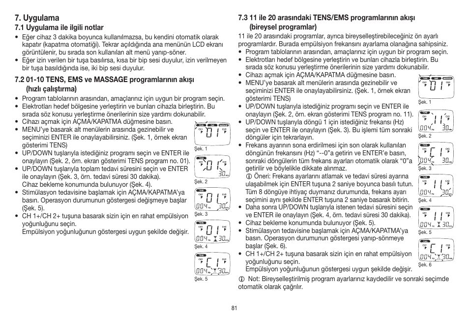 Uygulama | Beurer EM 41 User Manual | Page 81 / 112