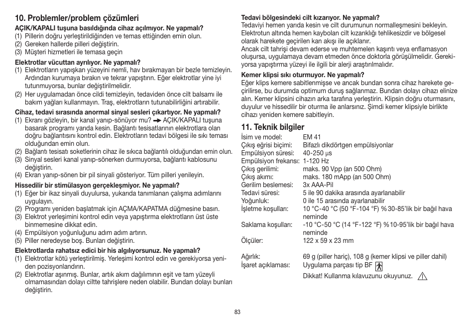 Beurer EM 41 User Manual | Page 83 / 112
