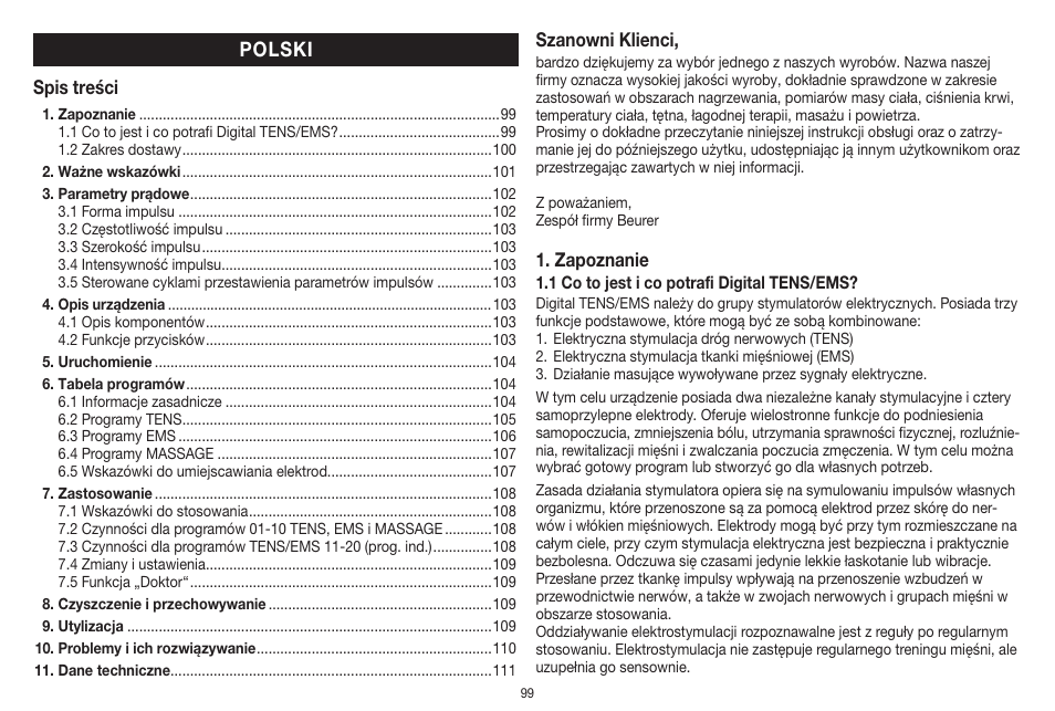 Polski | Beurer EM 41 User Manual | Page 99 / 112