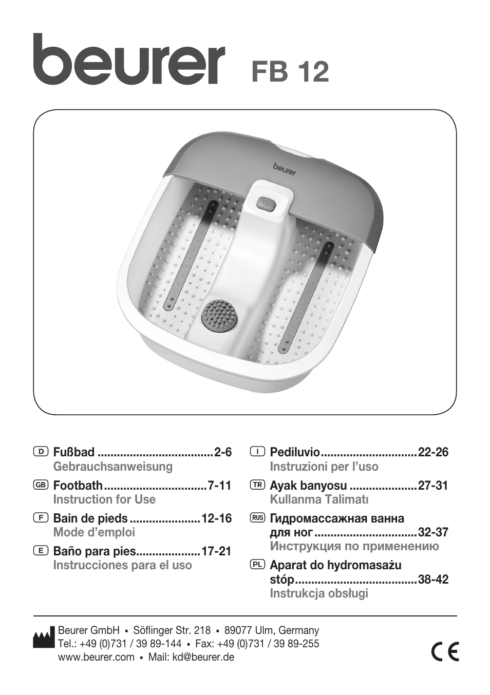 Beurer FB 12 User Manual | 44 pages
