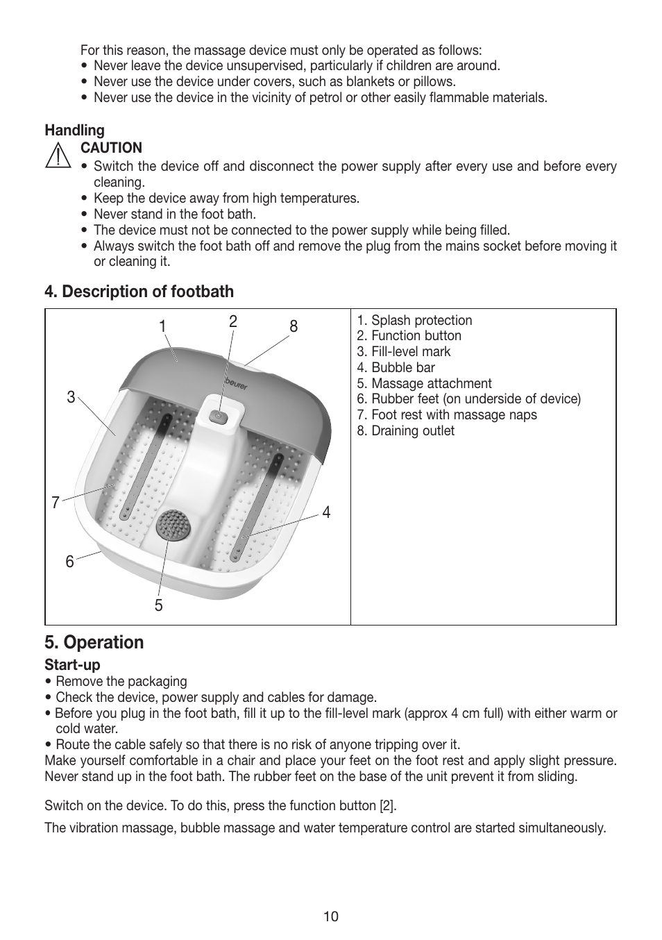 Operation | Beurer FB 12 User Manual | Page 10 / 44