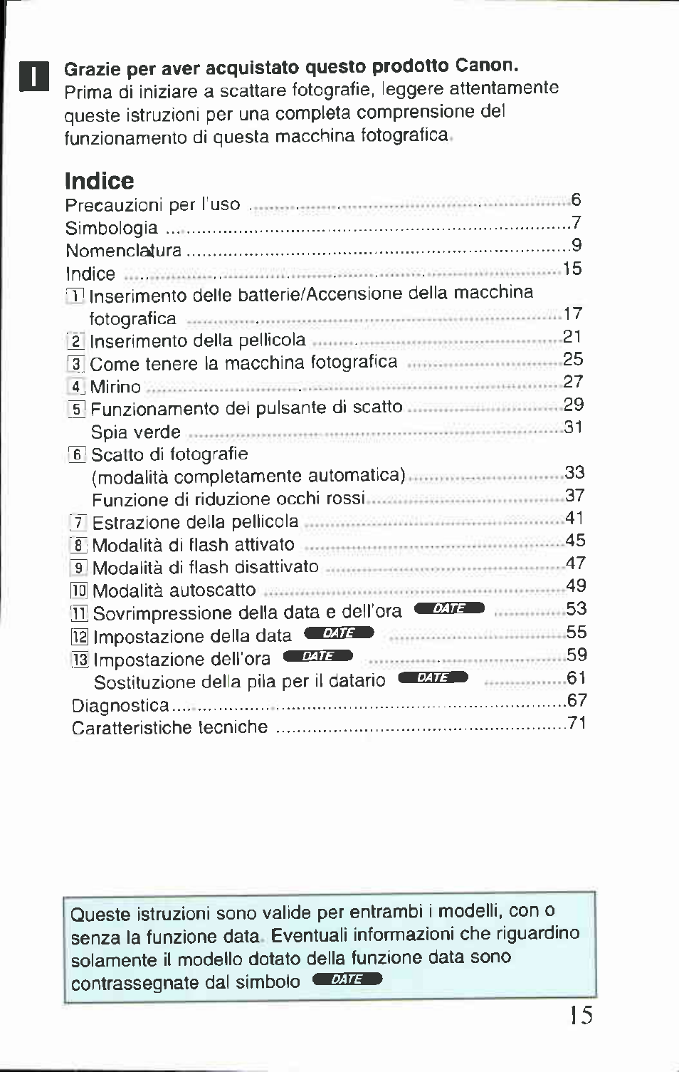 Indice | Canon BF-80 User Manual | Page 15 / 72