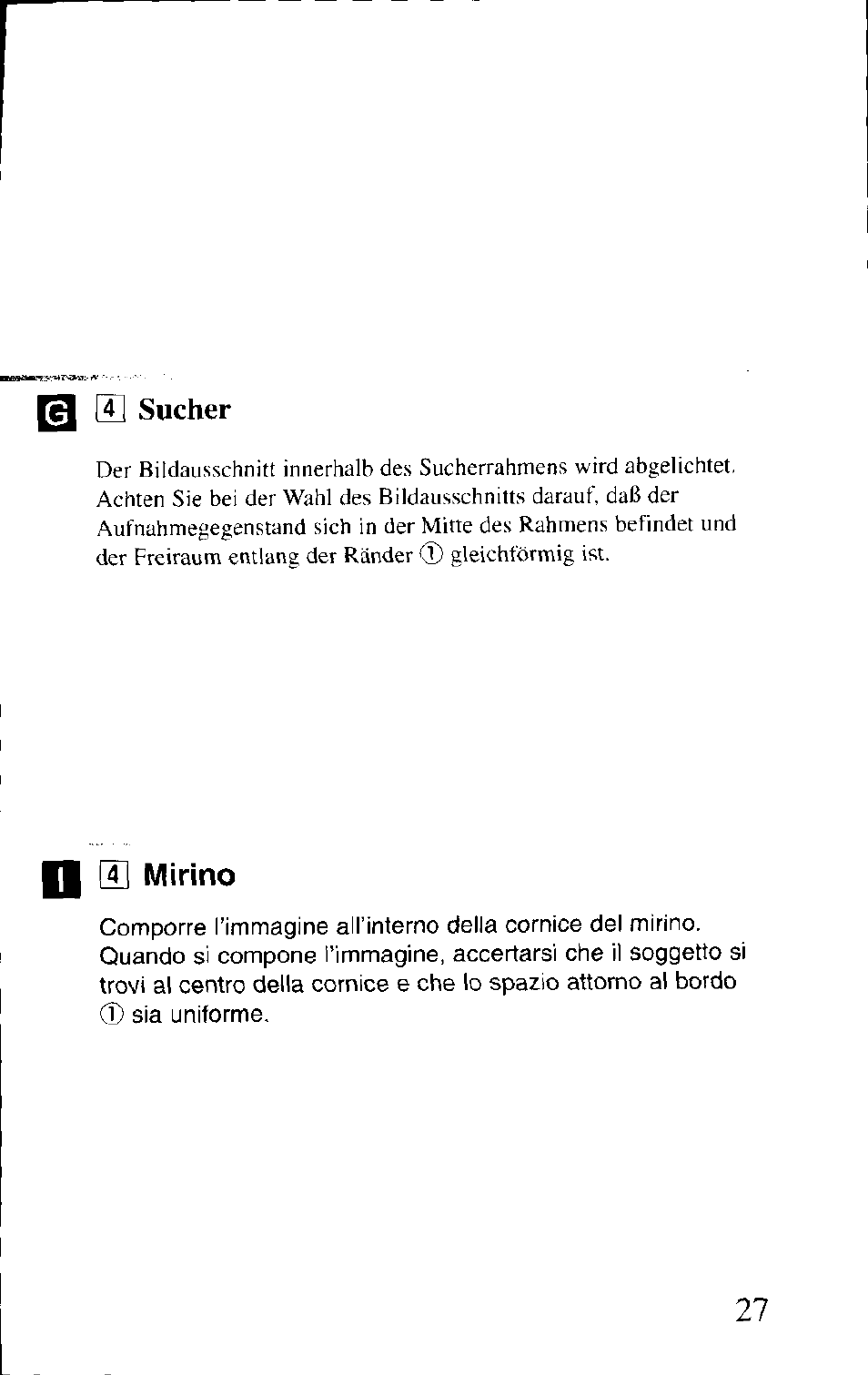 H sucher, H mirino | Canon BF-80 User Manual | Page 27 / 72