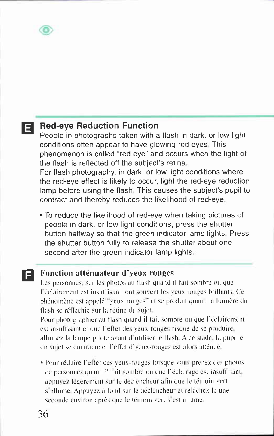 Red-eye reduction function | Canon BF-80 User Manual | Page 36 / 72