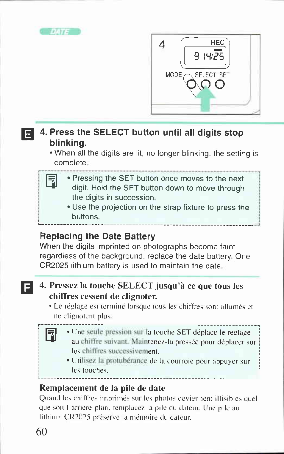 Replacing the date battery | Canon BF-80 User Manual | Page 60 / 72