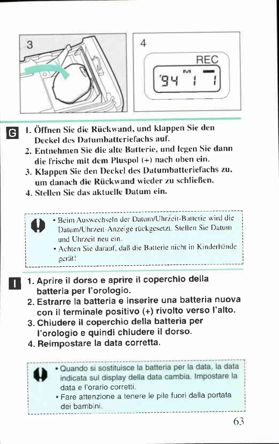 Reimpostare la data corretta | Canon BF-80 User Manual | Page 63 / 72