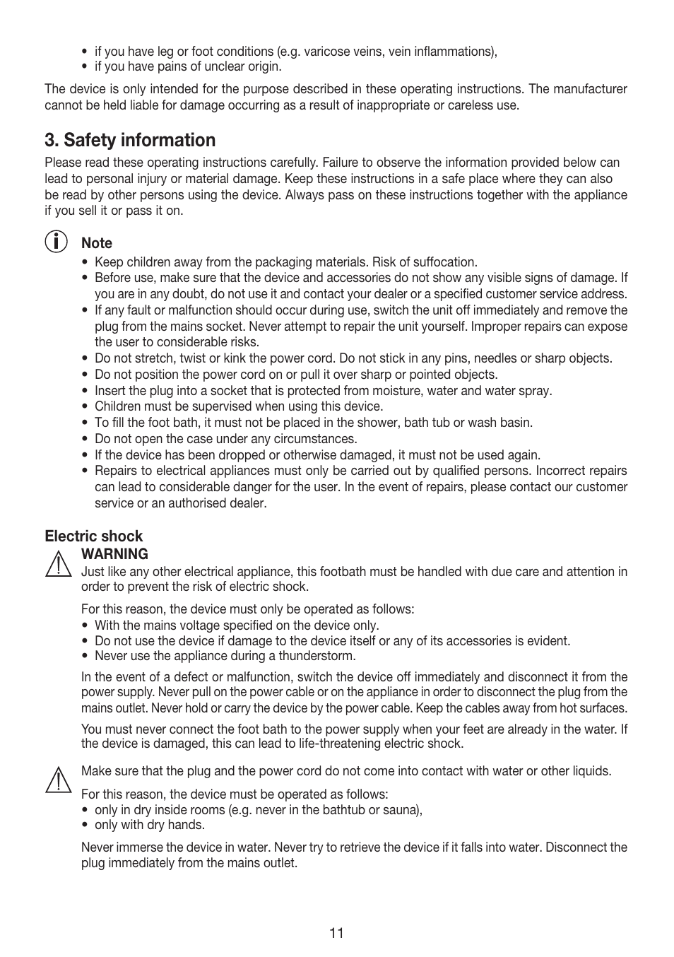 Safety information | Beurer FB 35 User Manual | Page 11 / 56