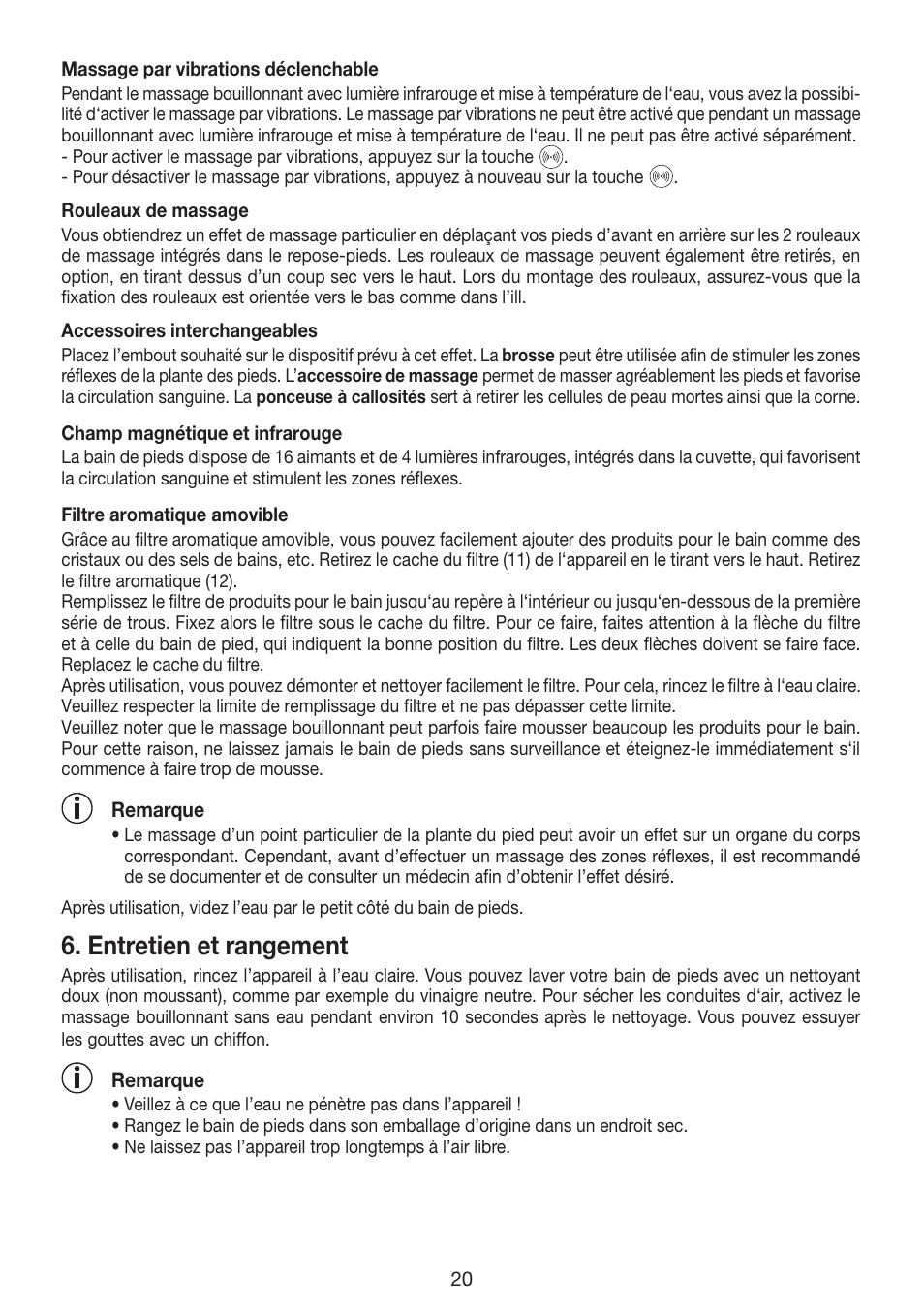 Entretien et rangement | Beurer FB 35 User Manual | Page 20 / 56