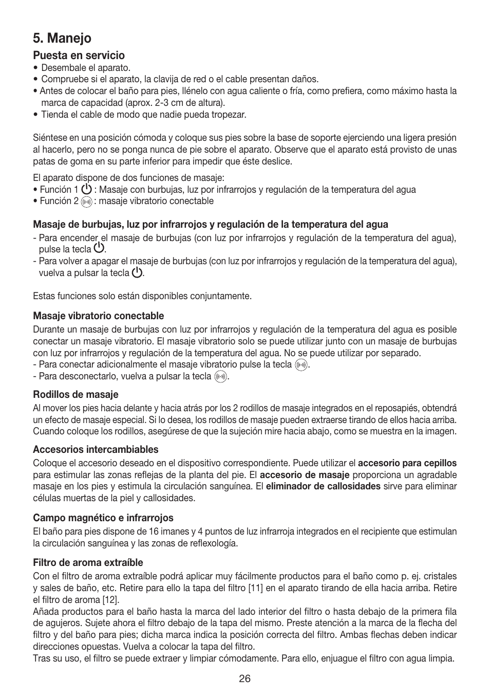 Manejo | Beurer FB 35 User Manual | Page 26 / 56